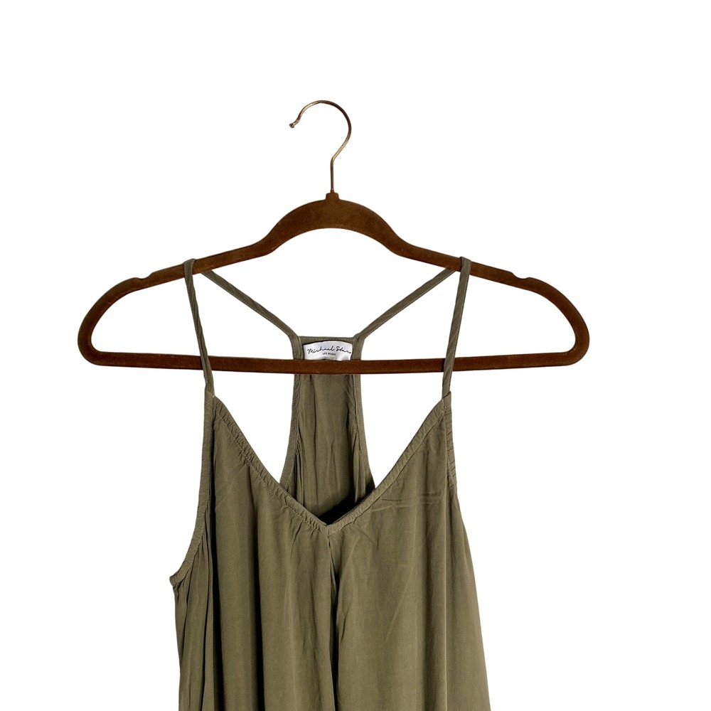 Michael Stars Olive Green Racerback Maxi Dress Size L Boho Gorpcore Minimalist - Picture 2 of 7